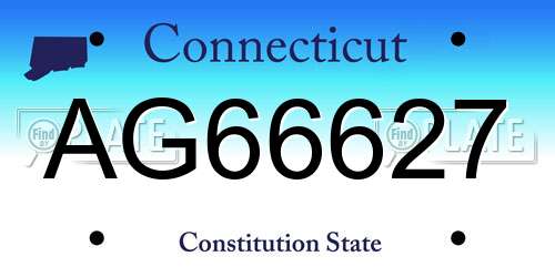 AG66627 Connecticut License Plate