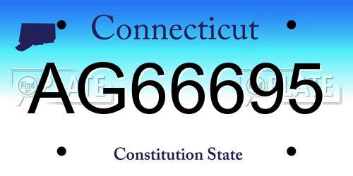 AG66695 Connecticut License Plate
