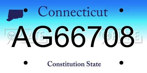 AG66708 Connecticut License Plate