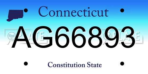 AG66893 Connecticut License Plate