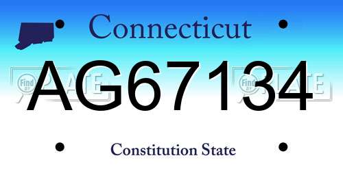 AG67134 Connecticut License Plate