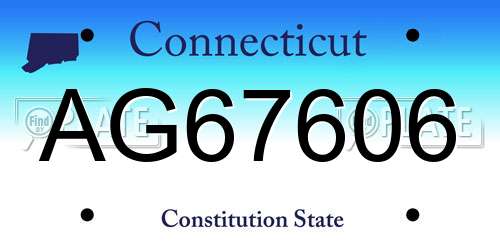 AG67606 Connecticut License Plate
