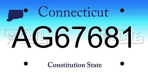 AG67681 Connecticut License Plate
