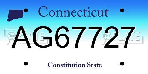 AG67727 Connecticut License Plate