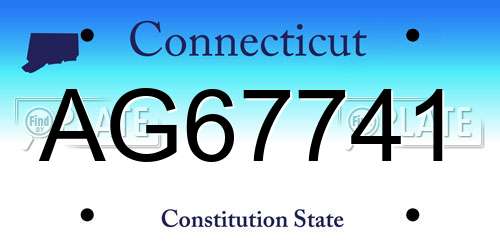 AG67741 Connecticut License Plate