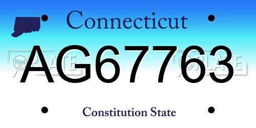 AG67763 Connecticut License Plate