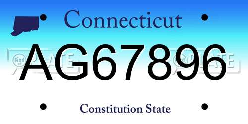 AG67896 Connecticut License Plate