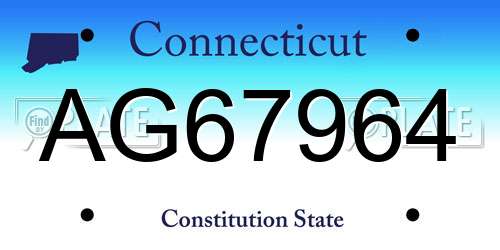 AG67964 Connecticut License Plate