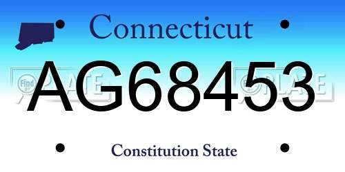 AG68453 Connecticut License Plate