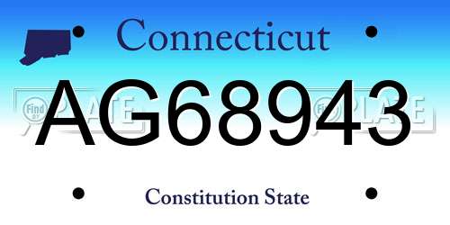 AG68943 Connecticut License Plate