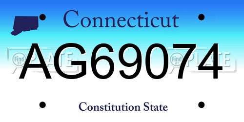 AG69074 Connecticut License Plate