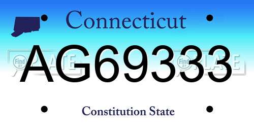 AG69333 Connecticut License Plate