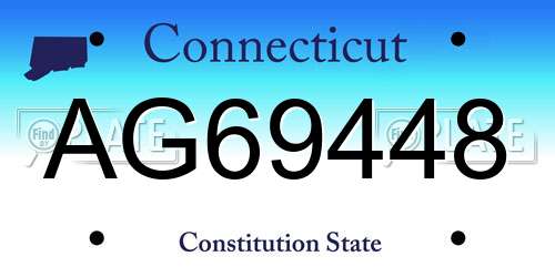 AG69448 Connecticut License Plate