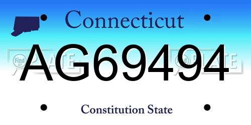 AG69494 Connecticut License Plate