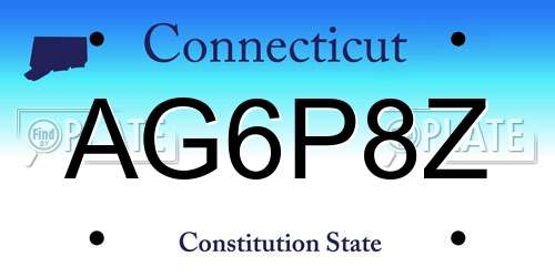 AG6P8Z Connecticut License Plate