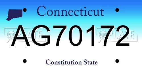 AG70172 Connecticut License Plate