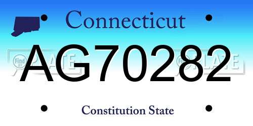 AG70282 Connecticut License Plate
