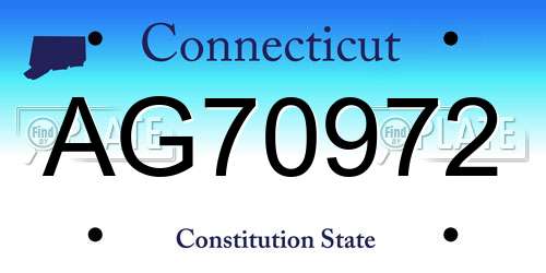 AG70972 Connecticut License Plate