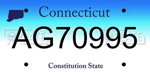 AG70995 Connecticut License Plate