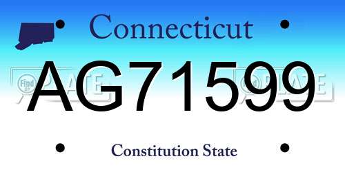AG71599 Connecticut License Plate