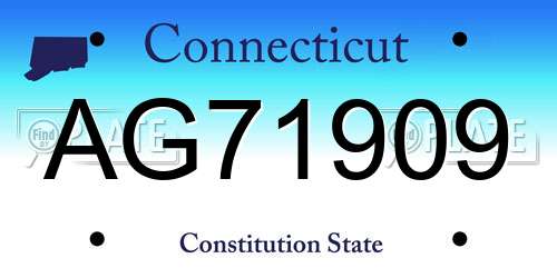 AG71909 Connecticut License Plate