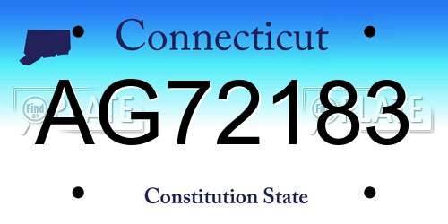 AG72183 Connecticut License Plate