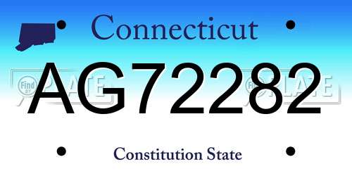 AG72282 Connecticut License Plate