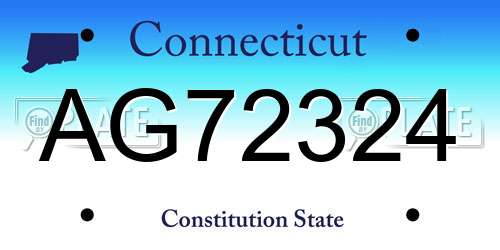AG72324 Connecticut License Plate
