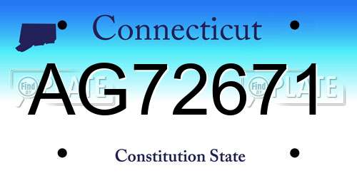 AG72671 Connecticut License Plate