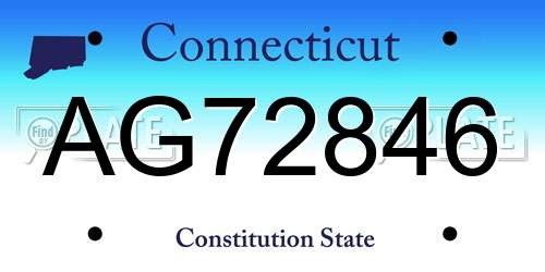 AG72846 Connecticut License Plate