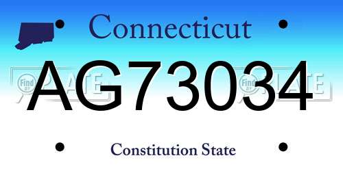 AG73034 Connecticut License Plate