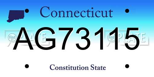 AG73115 Connecticut License Plate