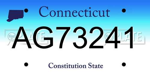 AG73241 Connecticut License Plate