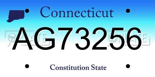 AG73256 Connecticut License Plate