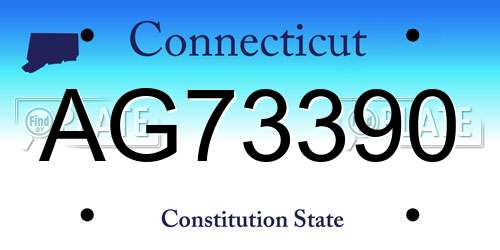 AG73390 Connecticut License Plate
