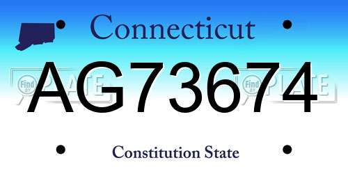 AG73674 Connecticut License Plate