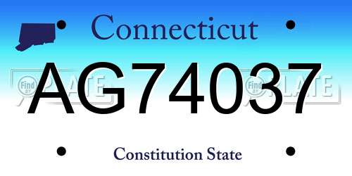 AG74037 Connecticut License Plate