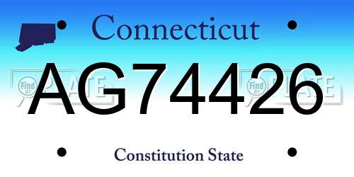 AG74426 Connecticut License Plate