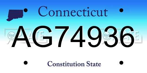 AG74936 Connecticut License Plate