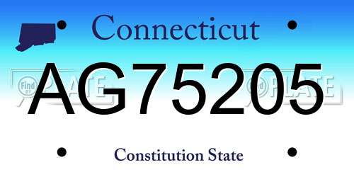 AG75205 Connecticut License Plate