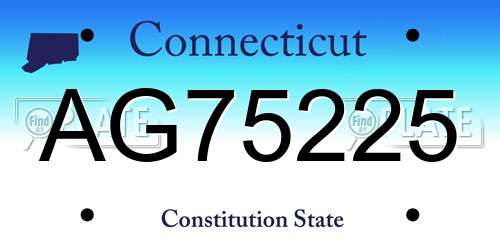 AG75225 Connecticut License Plate