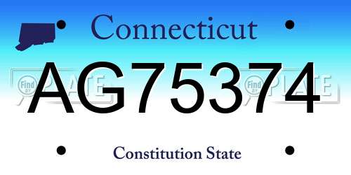 AG75374 Connecticut License Plate