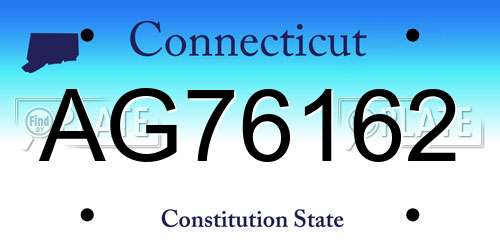 AG76162 Connecticut License Plate