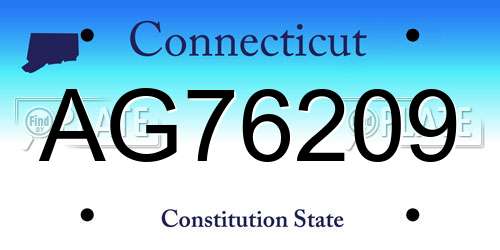 AG76209 Connecticut License Plate