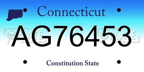AG76453 Connecticut License Plate