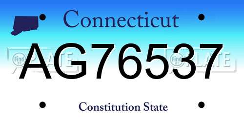 AG76537 Connecticut License Plate