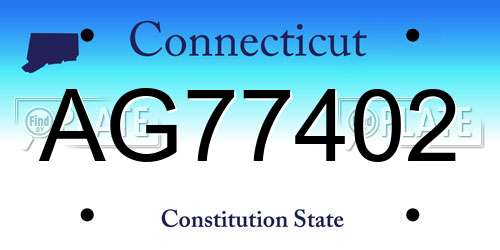 AG77402 Connecticut License Plate