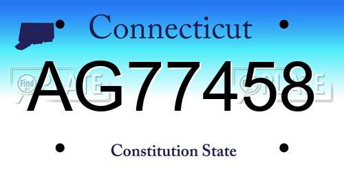 AG77458 Connecticut License Plate