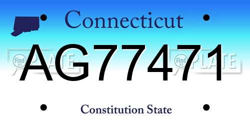 AG77471 Connecticut License Plate