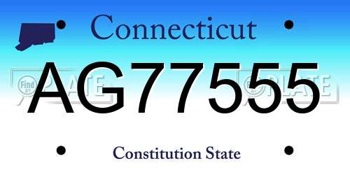 AG77555 Connecticut License Plate